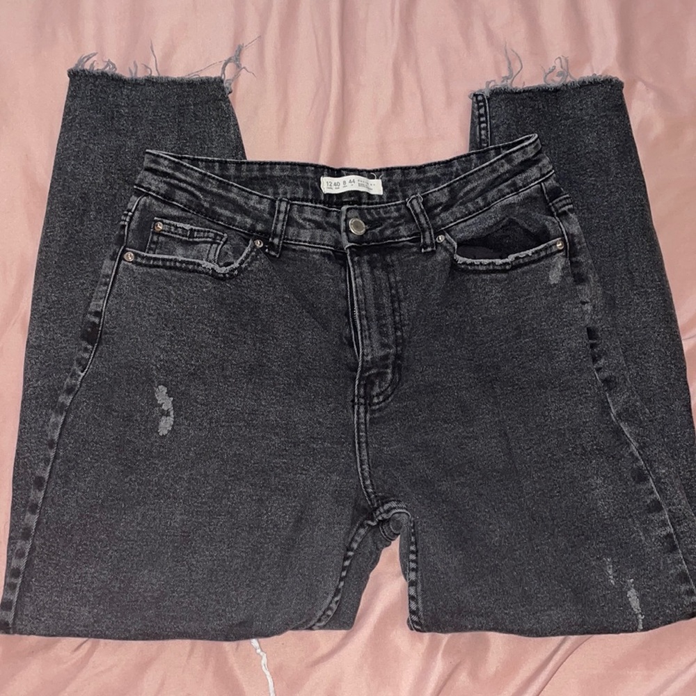 Black straight high waisted jeans